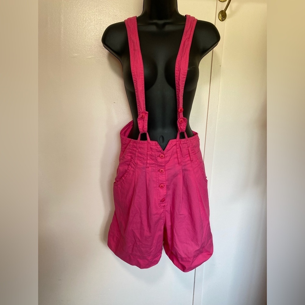 Vibrant Pink Button-Up Overalls - Picture 8 of 9